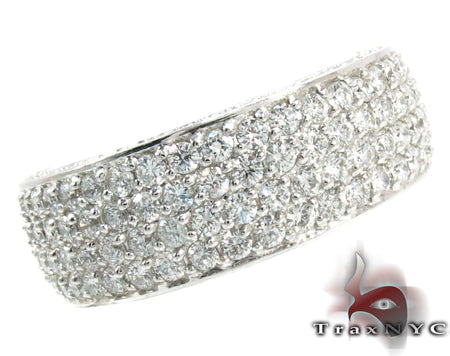 Men's white gold eternity ring with rows of pave-set round diamonds