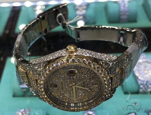 Fully Iced 41mm Two Tone Stainless Steel and 18K Yellow Gold Datejust II Rolex Watch 63896 - Image 4