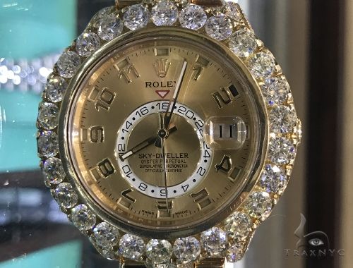 Fully Iced Yellow Gold Sky-Dweller Rolex Watch 63898 - Image 1