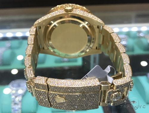 Fully Iced Yellow Gold Sky-Dweller Rolex Watch 63898 - Image 4