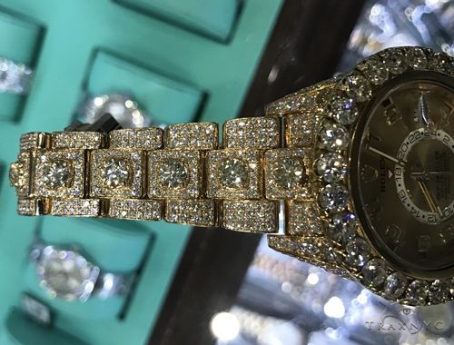 Fully Iced Yellow Gold Sky-Dweller Rolex Watch 63898 - Image 5