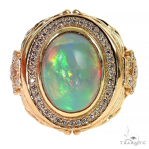 14K Gold Galaxy Opal Diamond Ring, photo 2 of 6