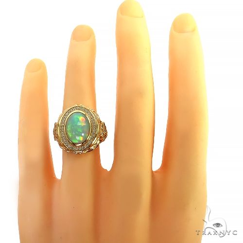 14K Gold Galaxy Opal Diamond Ring, photo 6 of 6