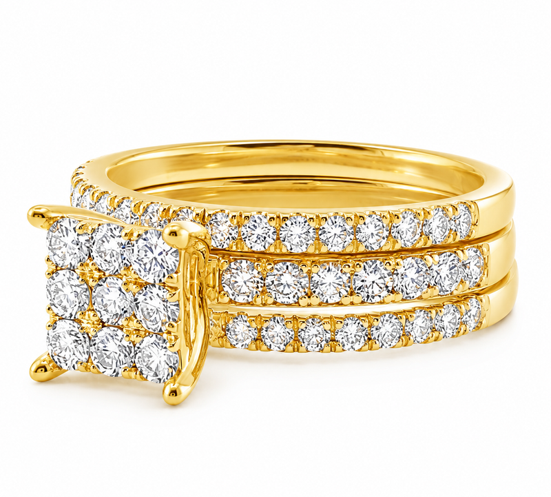 Galina Wedding Ring Set in 14K gold, view 4