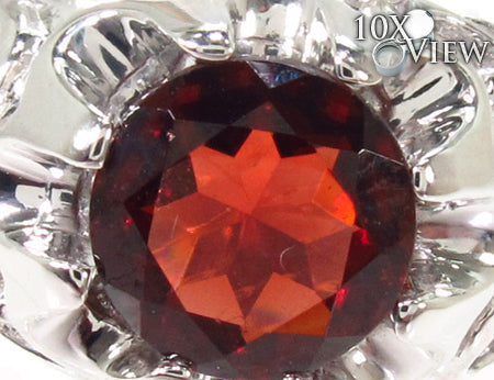 Mens Patterned Garnet & Silver Ring 31714 - Image 3