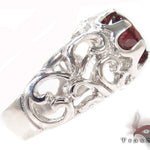 Mens Patterned Garnet & Silver Ring 31714 - Image 4