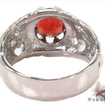 Mens Patterned Garnet & Silver Ring 31714 - Image 6