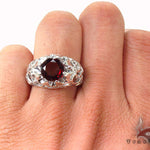Mens Patterned Garnet & Silver Ring 31714 - Image 7