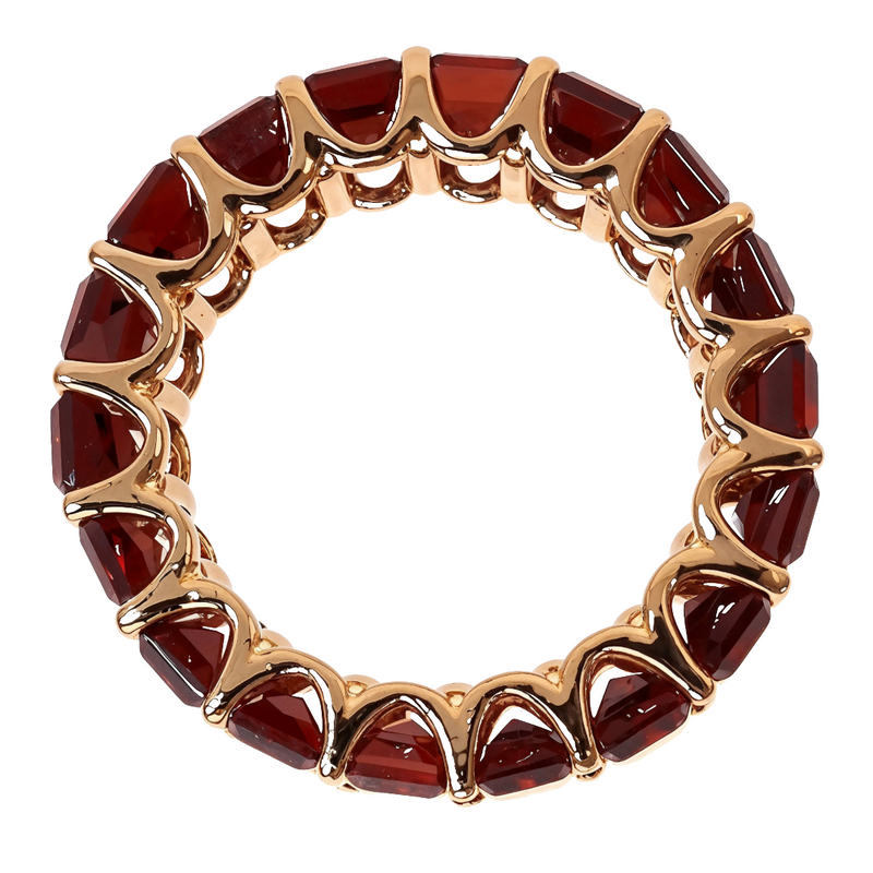 18K Gold Garnet Emerald Cut Eternity Ring, photo 4 of 5