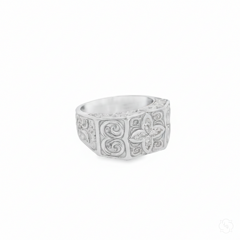 10K Gold Flower Filigree Style Design Lab-Grown Diamond Ring, photo 12 of 12