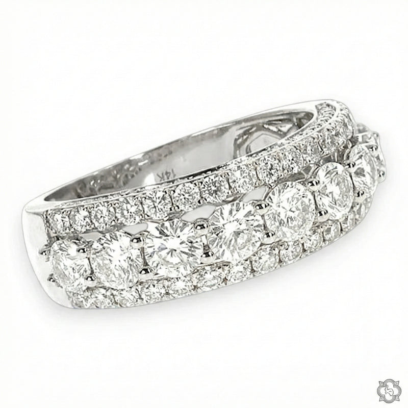 14K Gold 3 Row Diamond Ring 66174