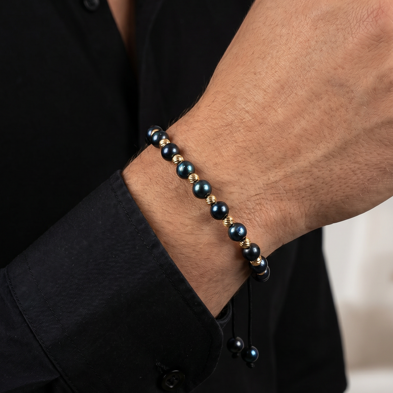 Black Pearl Bead Accent Bracelet 71496
