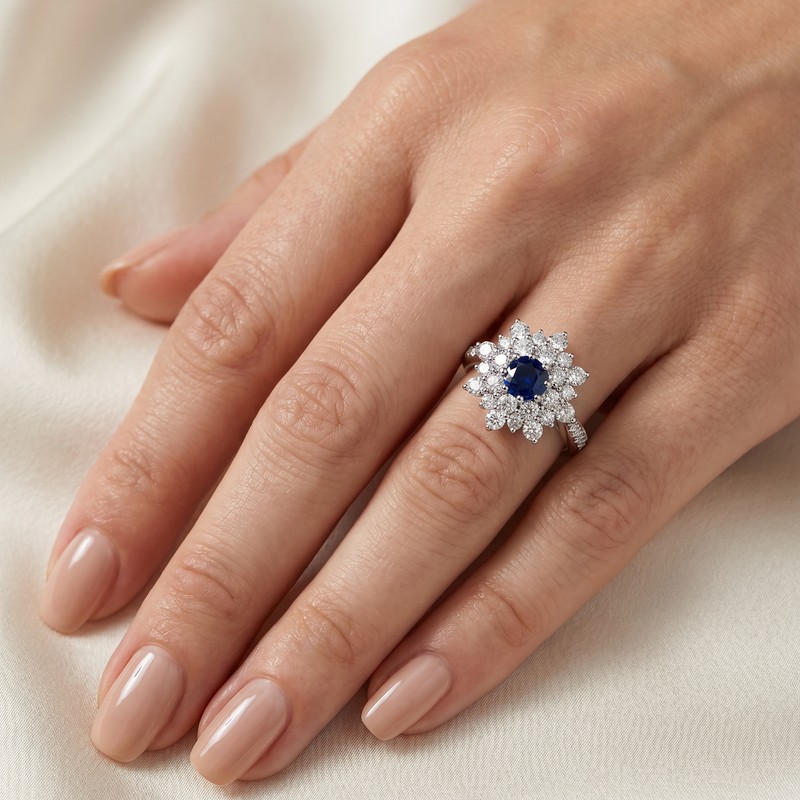 Sapphire & Diamond Bouquet Ring 32017