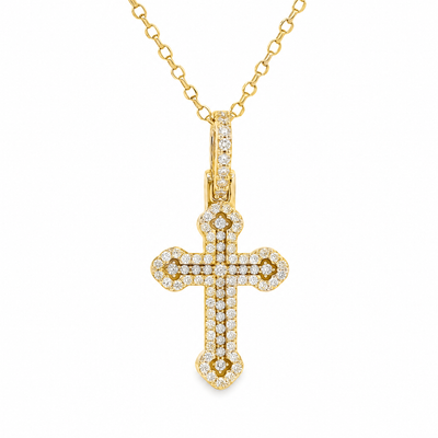 10K Gold Small Diamond Cross Pendant Set
