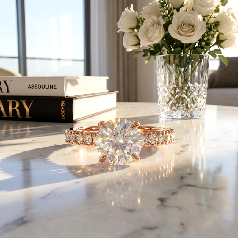 Classic Round Engagement Diamond Ring in 14K gold, view 9