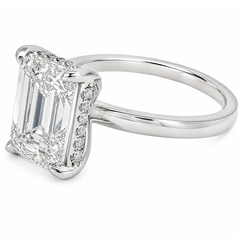 Solitaire Emerald Diamond Engagement Ring 70115