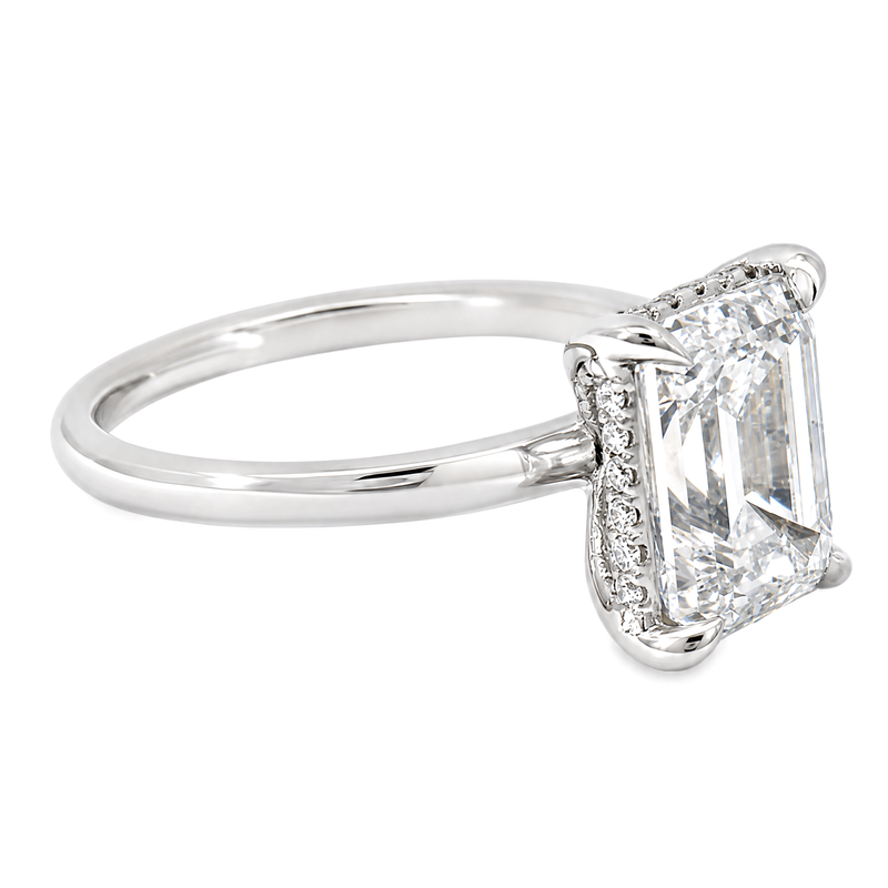 Solitaire Emerald Diamond Engagement Ring 70115