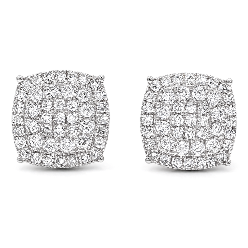 Cushion Sparkle Cluster Earrings 71158
