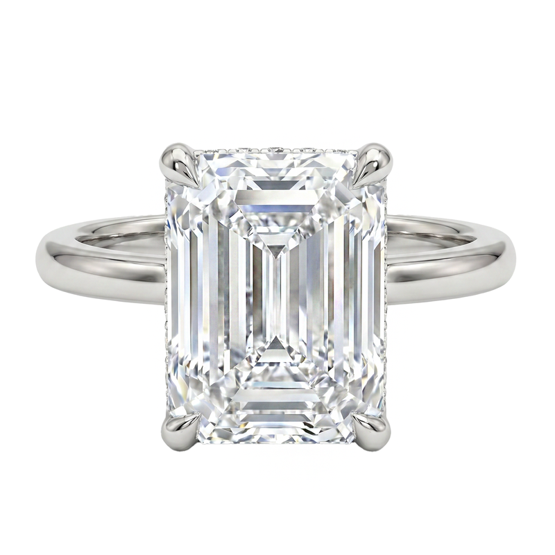 Solitaire Emerald Diamond Engagement Ring 70115