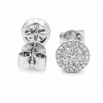 18K Gold Round Diamond Earrings 66804