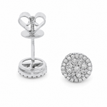 18K Gold Round Diamond Earrings 66804
