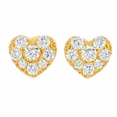 Heart Shape Cluster Diamond Stud Earrings  71115