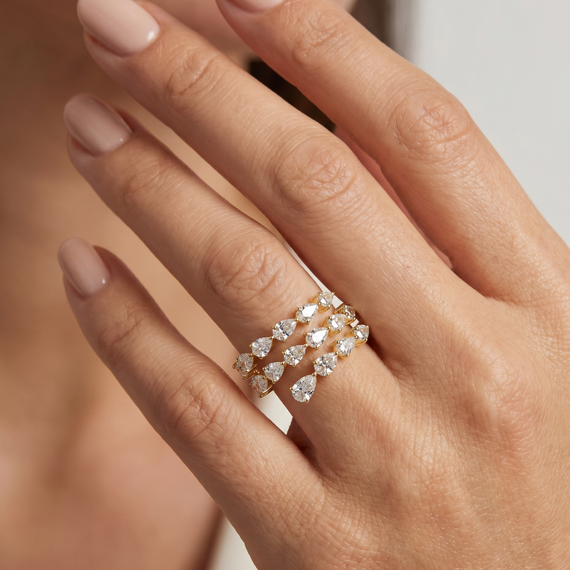 14K Pear Diamond Spiral Ring 71437