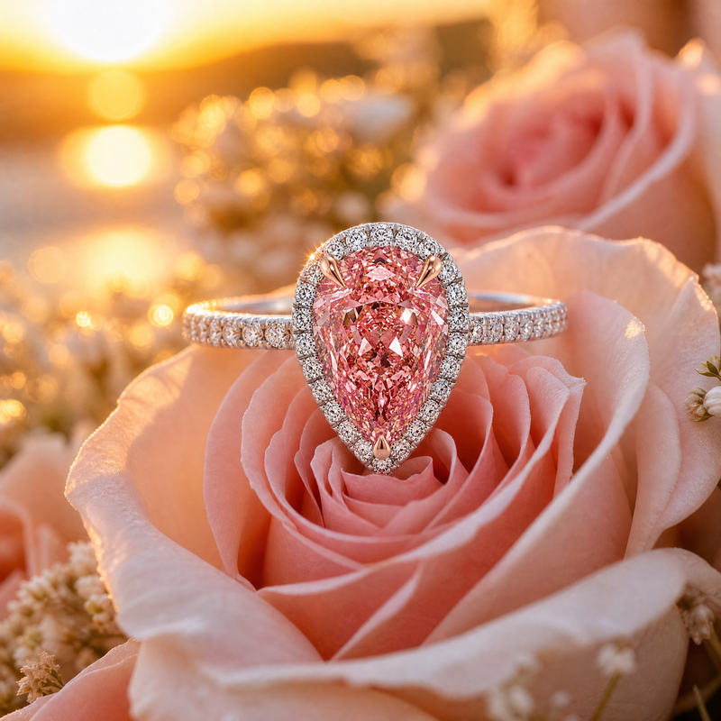 Pink Pear Shape Engagement Ring 71516