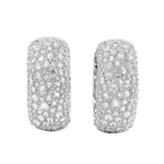 White gold hoop earrings with inverted mosaic diamond pattern, elegant and sparkling.