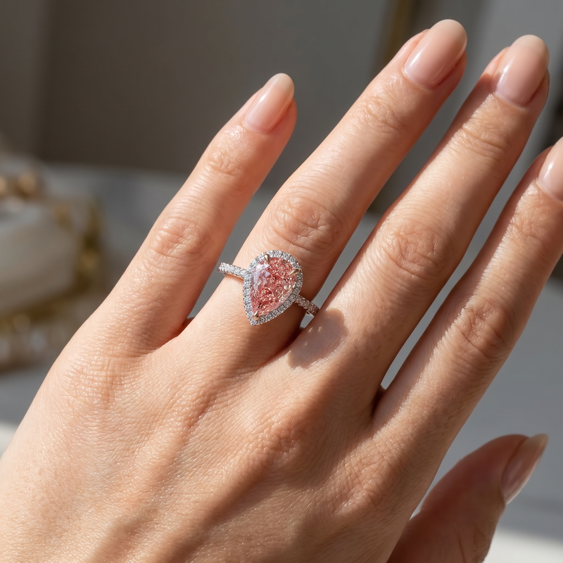 Pink Pear Shape Engagement Ring 71516