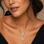 18K Gold Heart Baguette Diamond Necklace 68504
