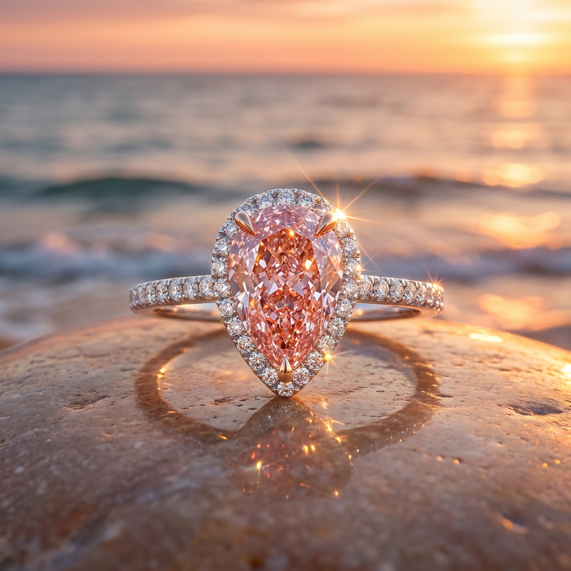 Pink Pear Shape Engagement Ring 71516
