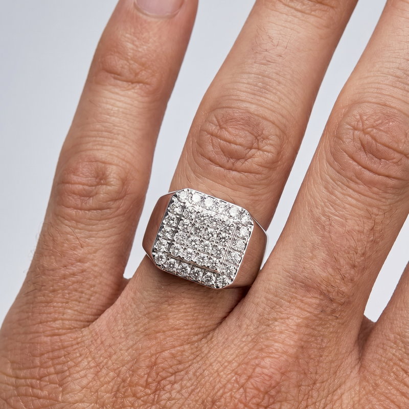 TraxNYC Heavy Silver Diamond Ring 25649