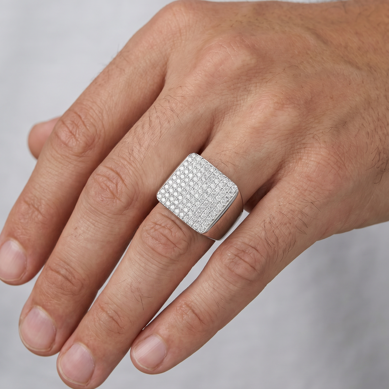 Mens Silver Prong Ring, view 6