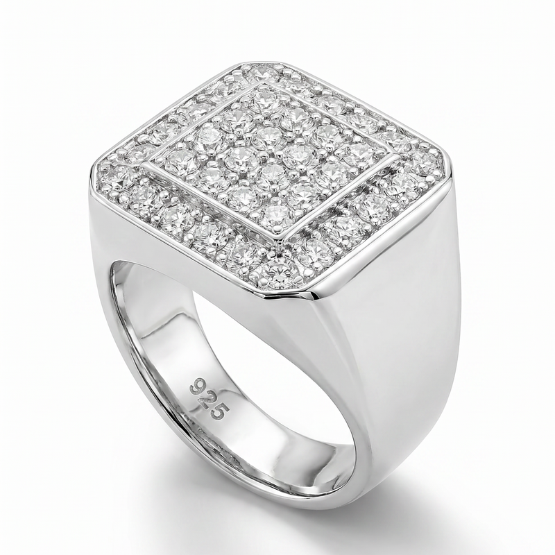 TraxNYC Heavy Silver Diamond Ring 25649