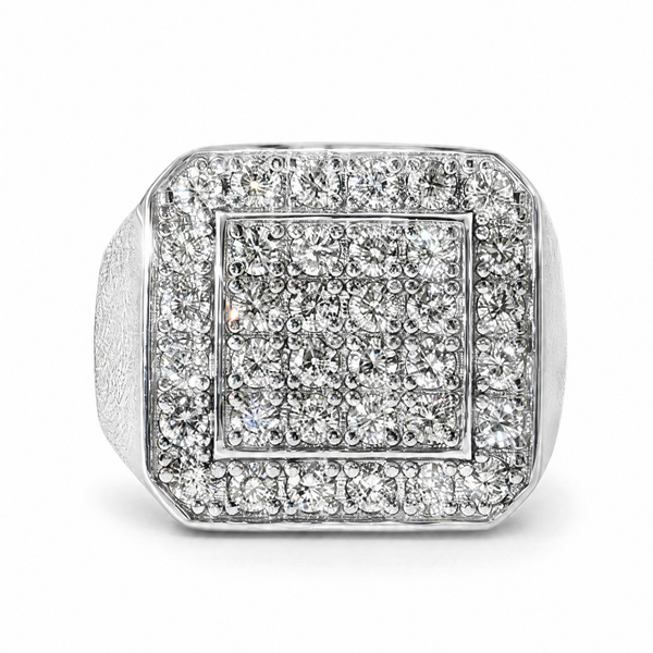 TraxNYC Heavy Silver Diamond Ring 25649 | TraxNYC