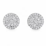 18K Gold Round Diamond Earrings 66804