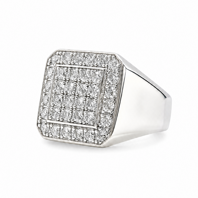 TraxNYC Heavy Silver Diamond Ring 25649