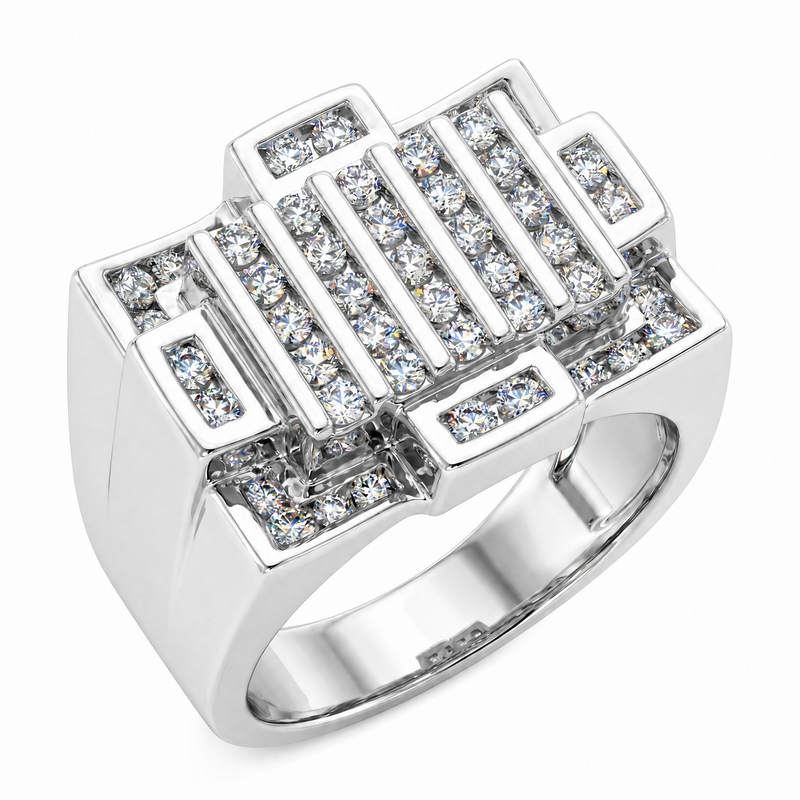 Silver Diamond Crown Ring 25651