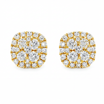 Cushion Cluster Diamond Earrings 71155