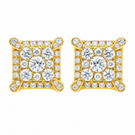 Square Cluster Diamond Stud Earrings 71104
