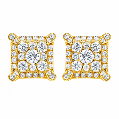 Square Cluster Diamond Stud Earrings 71104