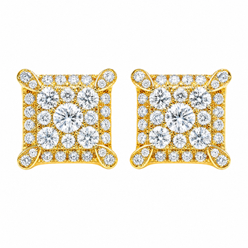 Square Cluster Diamond Stud Earrings in 14K gold