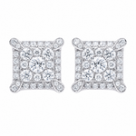 Square Cluster Diamond Stud Earrings 71104