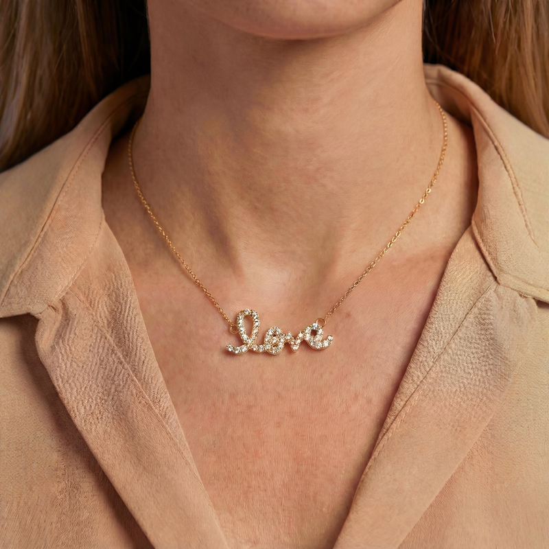 Prong Diamond Love Necklace 33730