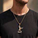 10K Two Tone Gold Saint Michael Pendant 33929