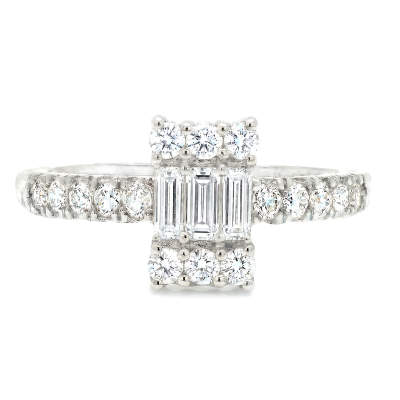 Baguette Diamond Engagement Ring in 14K gold, view 2