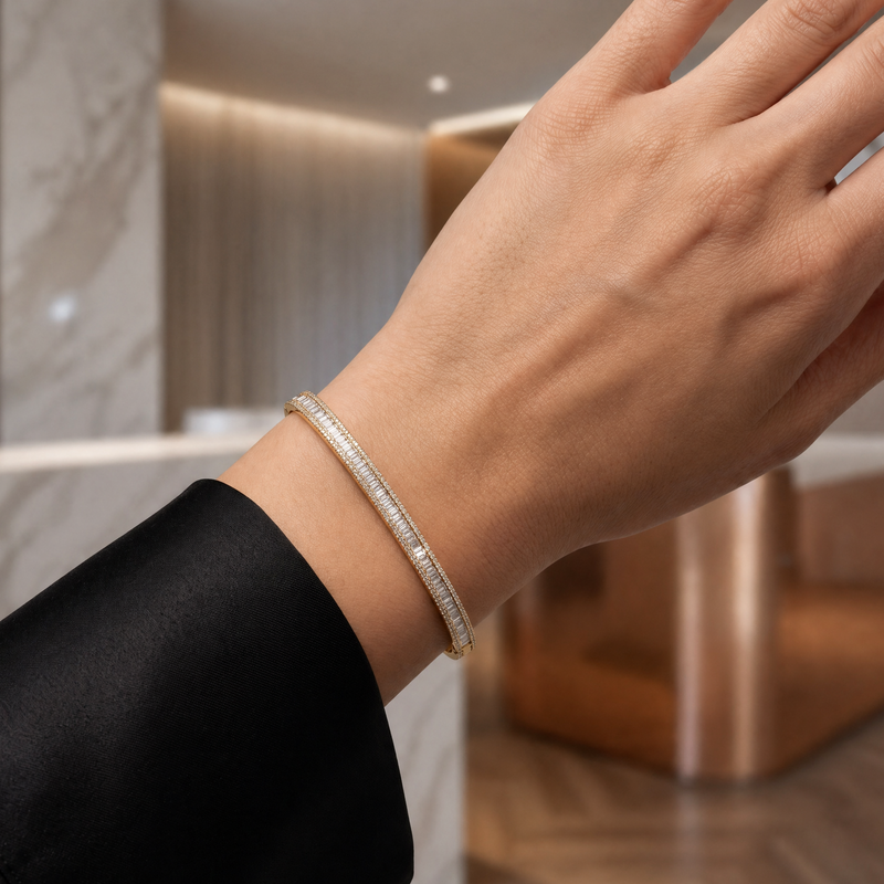 Baguette Line Diamond Bangle 71319