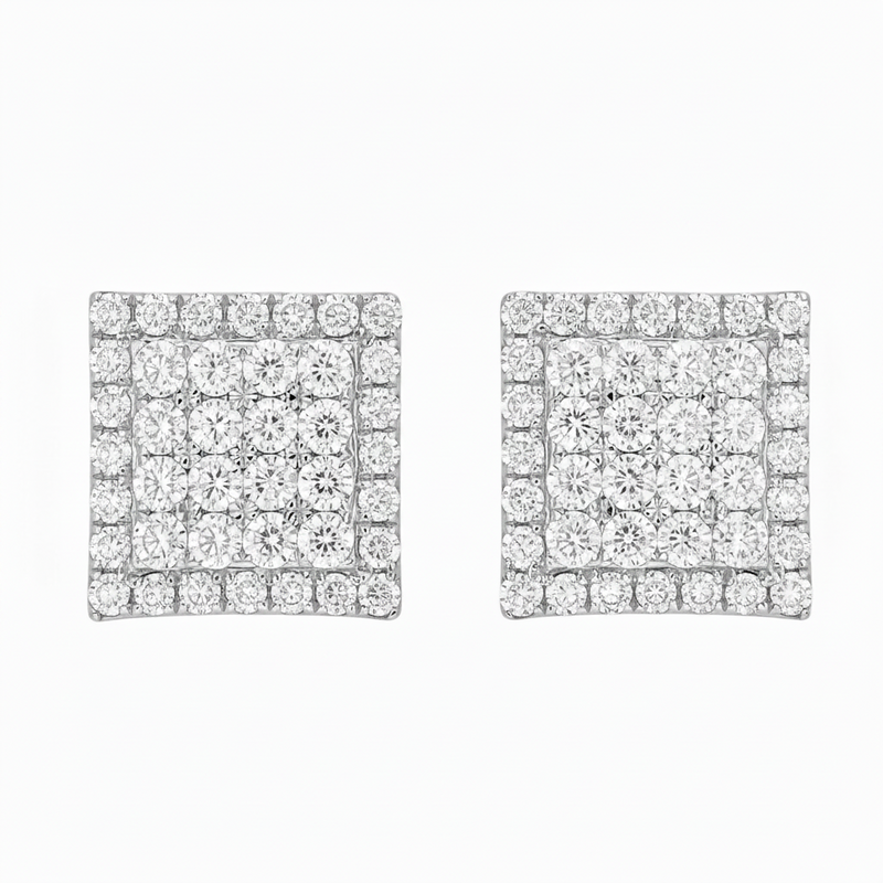 Luxe Square Halo Stud Earrings 16795