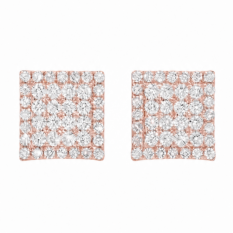 Luxe Square Halo Stud Earrings 16795